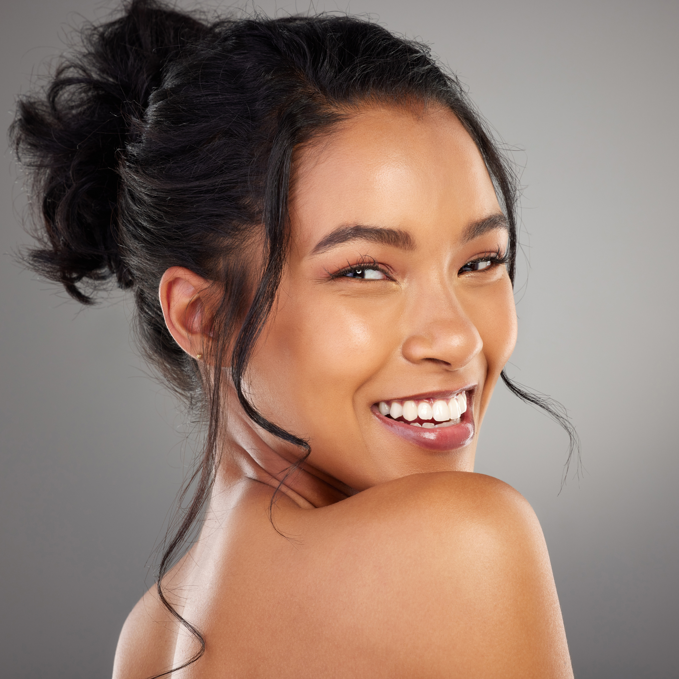 Lady smiling with nice skin